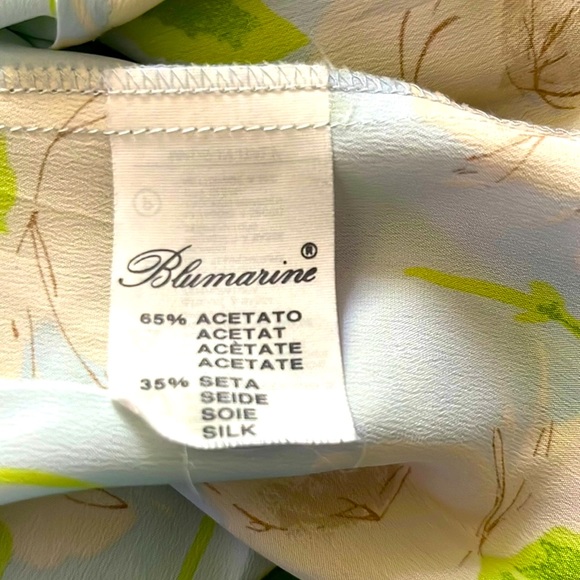 Blumarine Light Blue Floral Button Down Top With Tie Waist US Sz 8 Italian Sz 44 - Picture 6 of 7